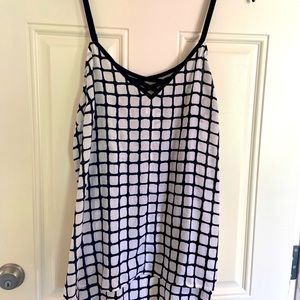 Black and white checkered tank top blouse